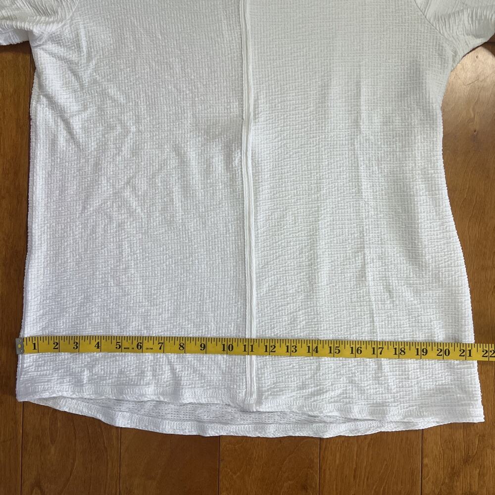 Peck & Peck Ribbed Tunic Top Size L White Lagenlook Coastal Oversized Relaxed - Picture 5 of 8